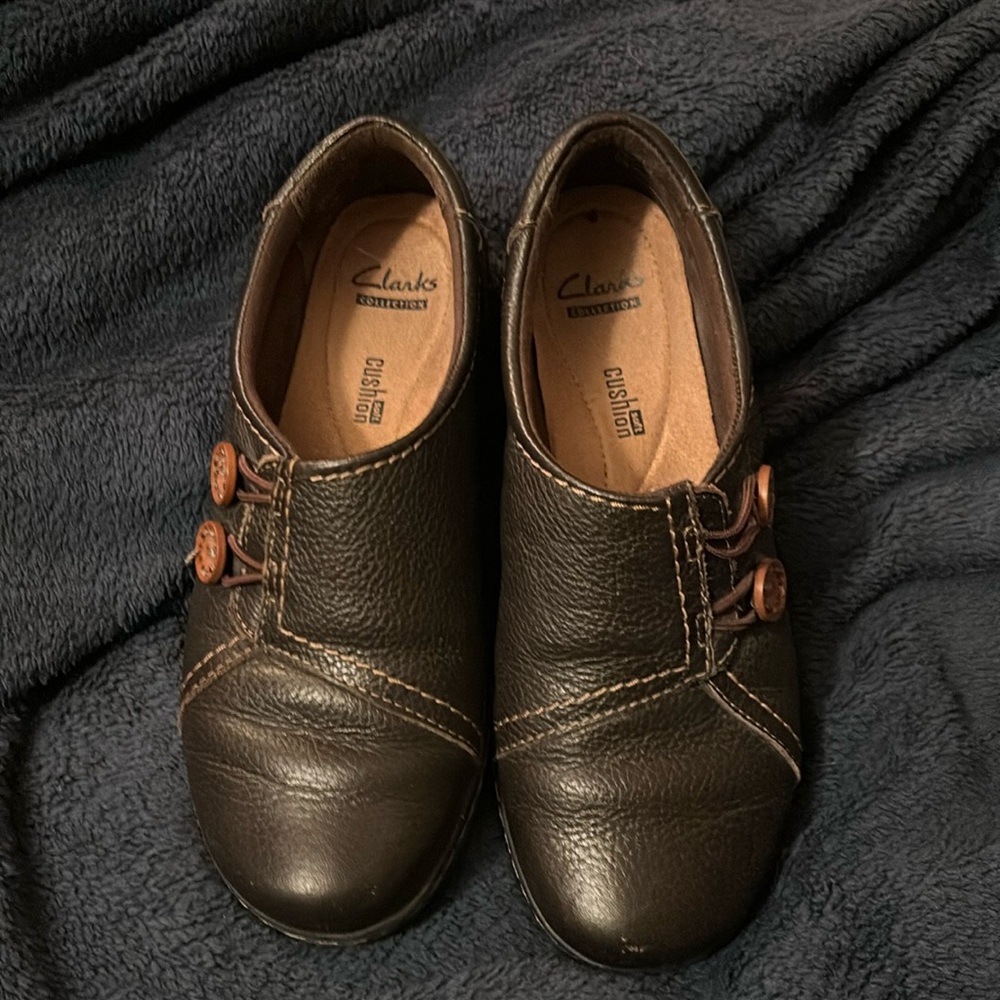 Clarks Dark Brown Leather Casual Shoe Womens 8.5